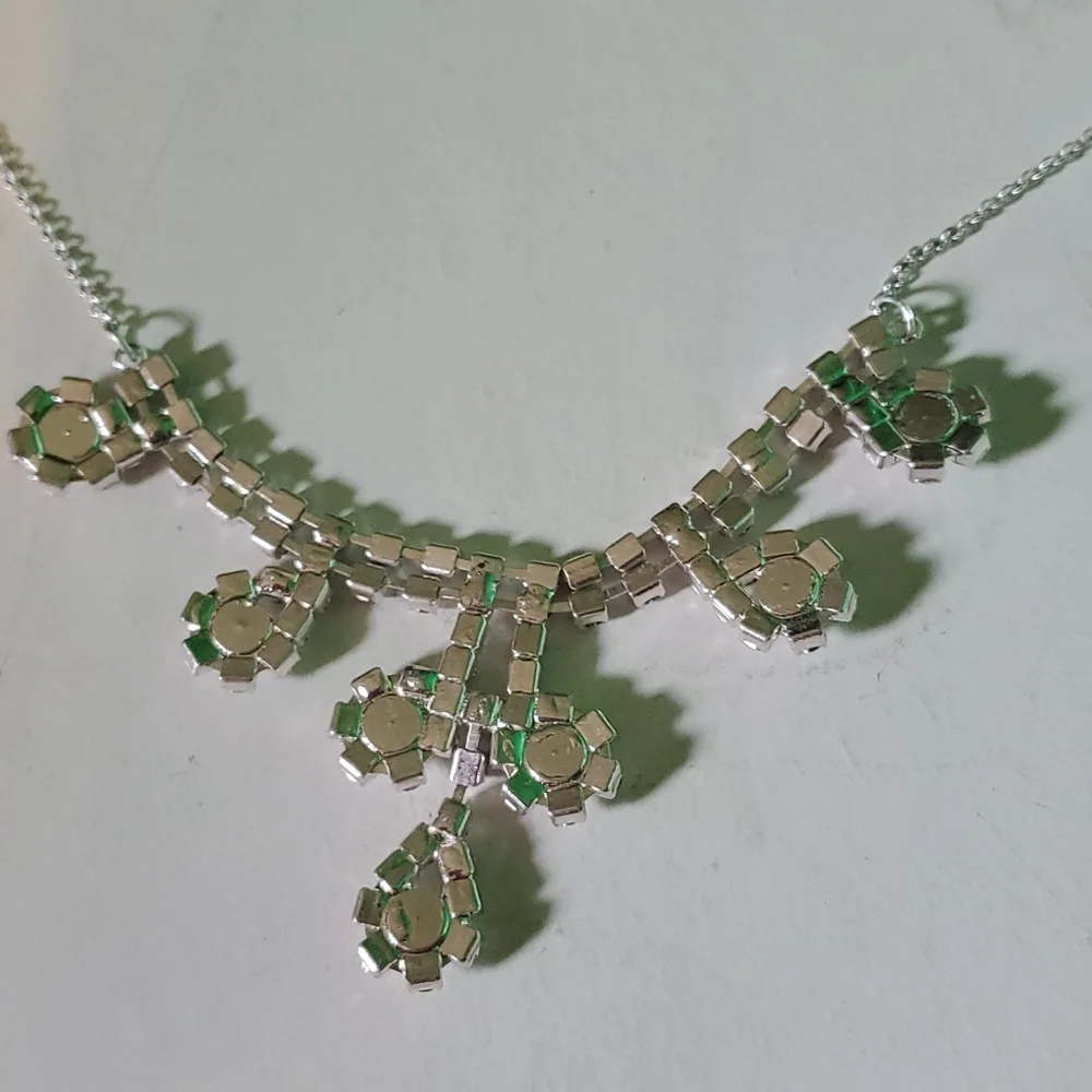 Fashion rhinestone necklace with delicate thin chain and lobster claw cl…